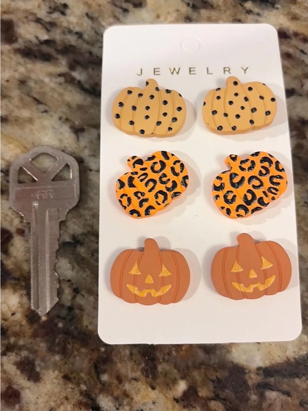 Kids Pumpkin Stud Earring Set - Orange Halloween Trio